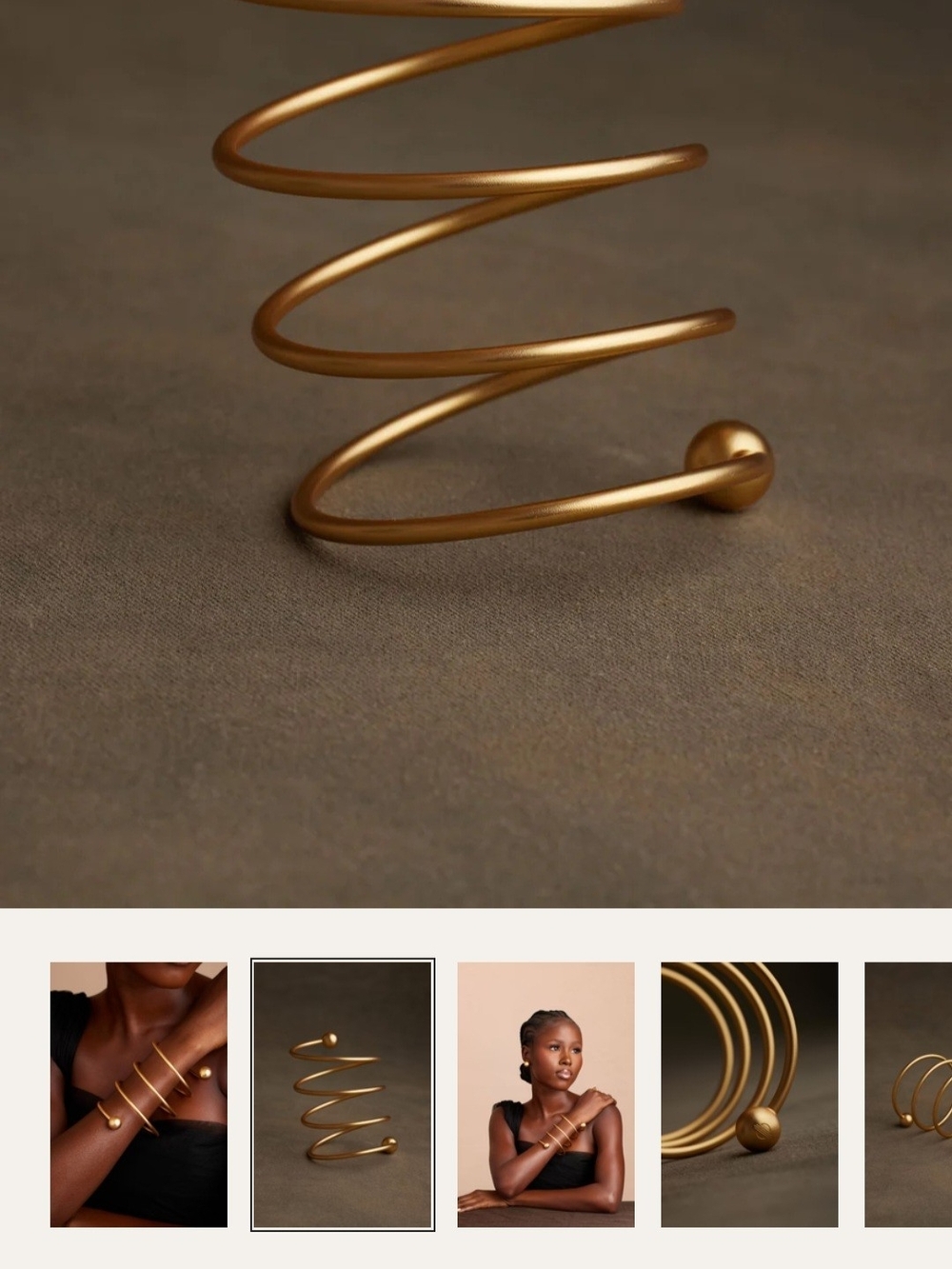 Coiled Open Cuff Bracelet in Matte Gold